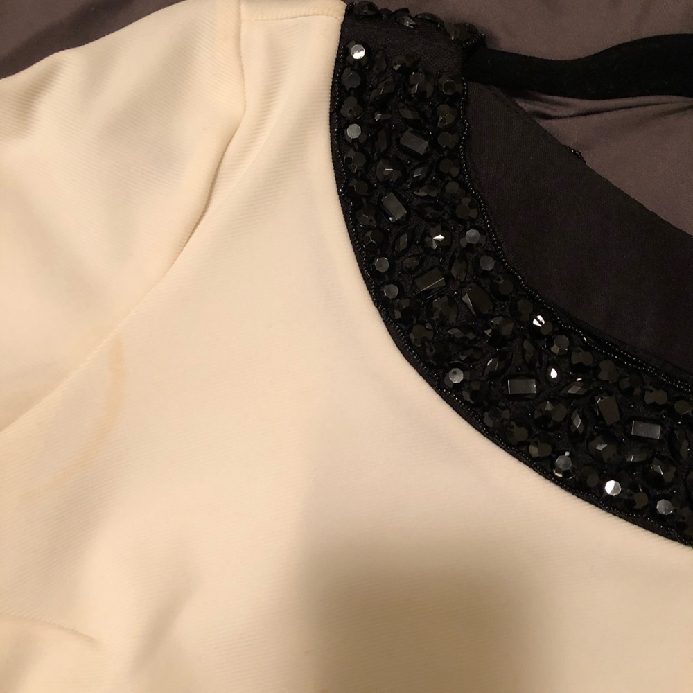White Cocktail Dress with Black Beading